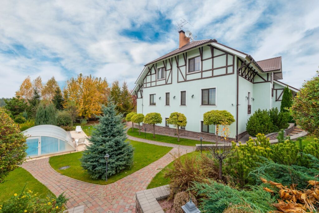 Clouds over House with Garden
